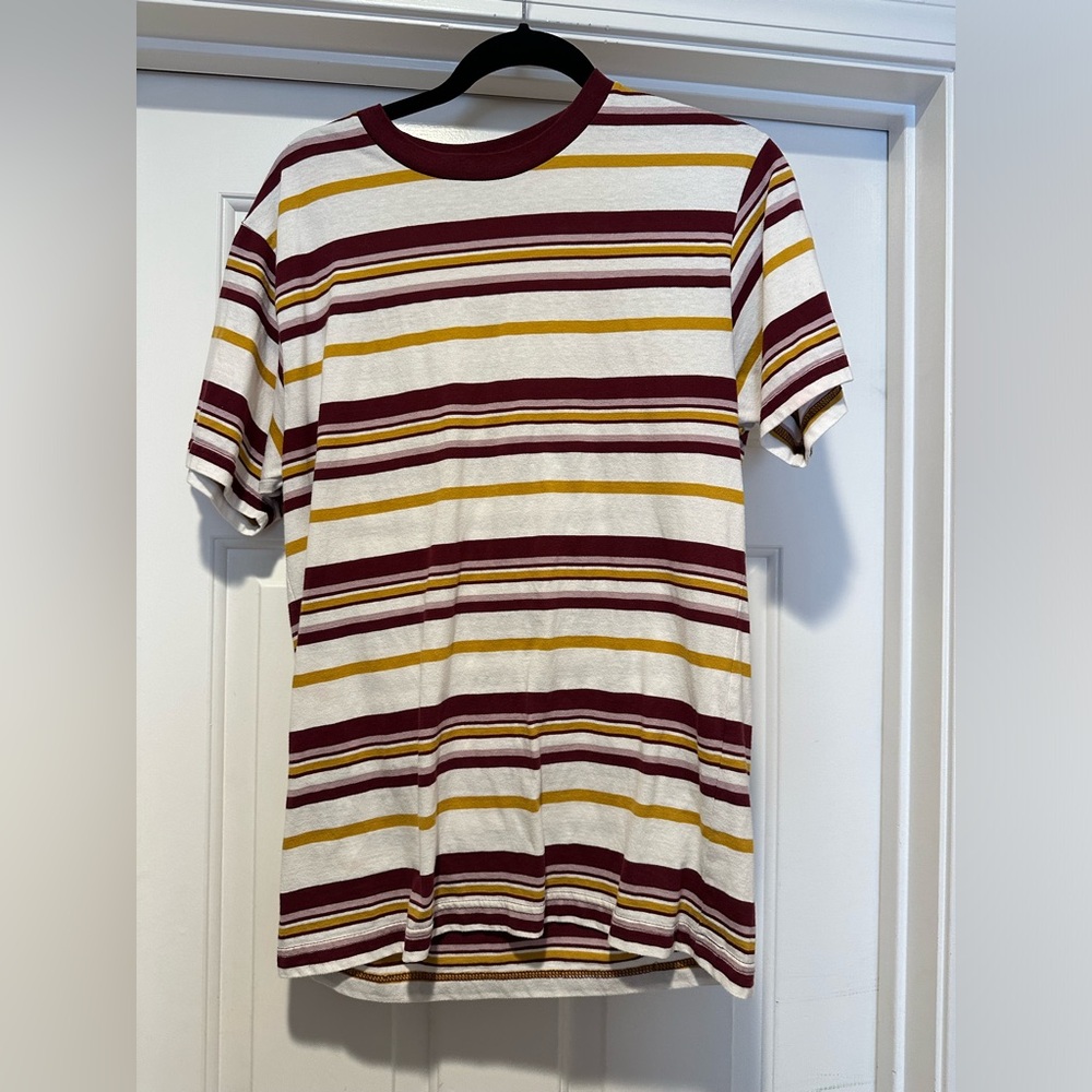 Striped Maroon and Yellow Gender Neutral Shirt
